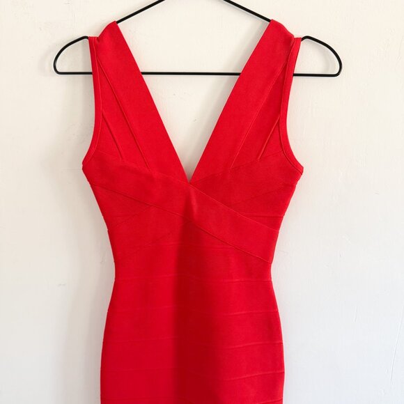 NEW Herve Leger Lipstick Red Karima Bandage Dress XS - Picture 3 of 8